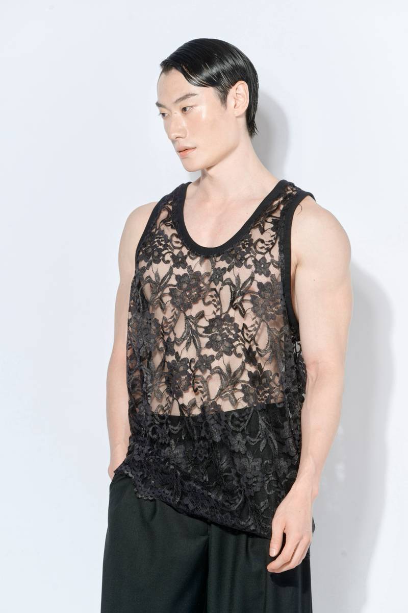 Longline Lace BlackTank Top