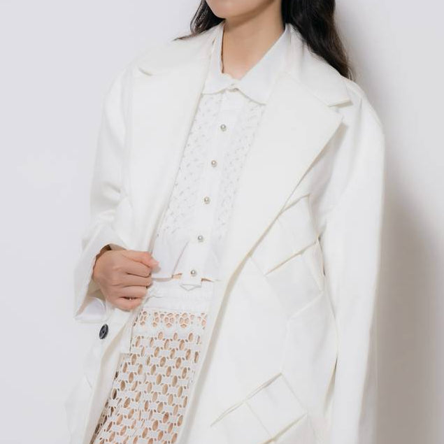 Detachable Smocked Shirt Collar