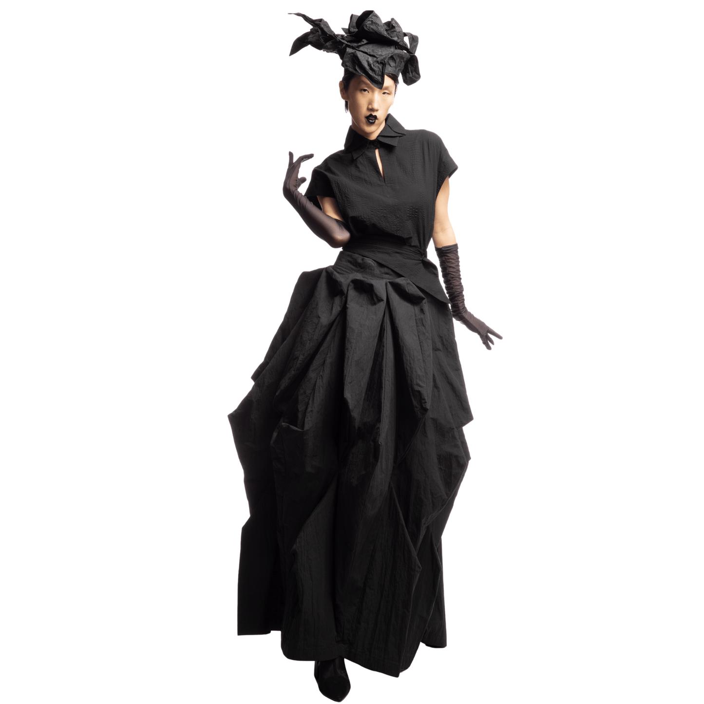Black Asymmetrical Sculpture Top