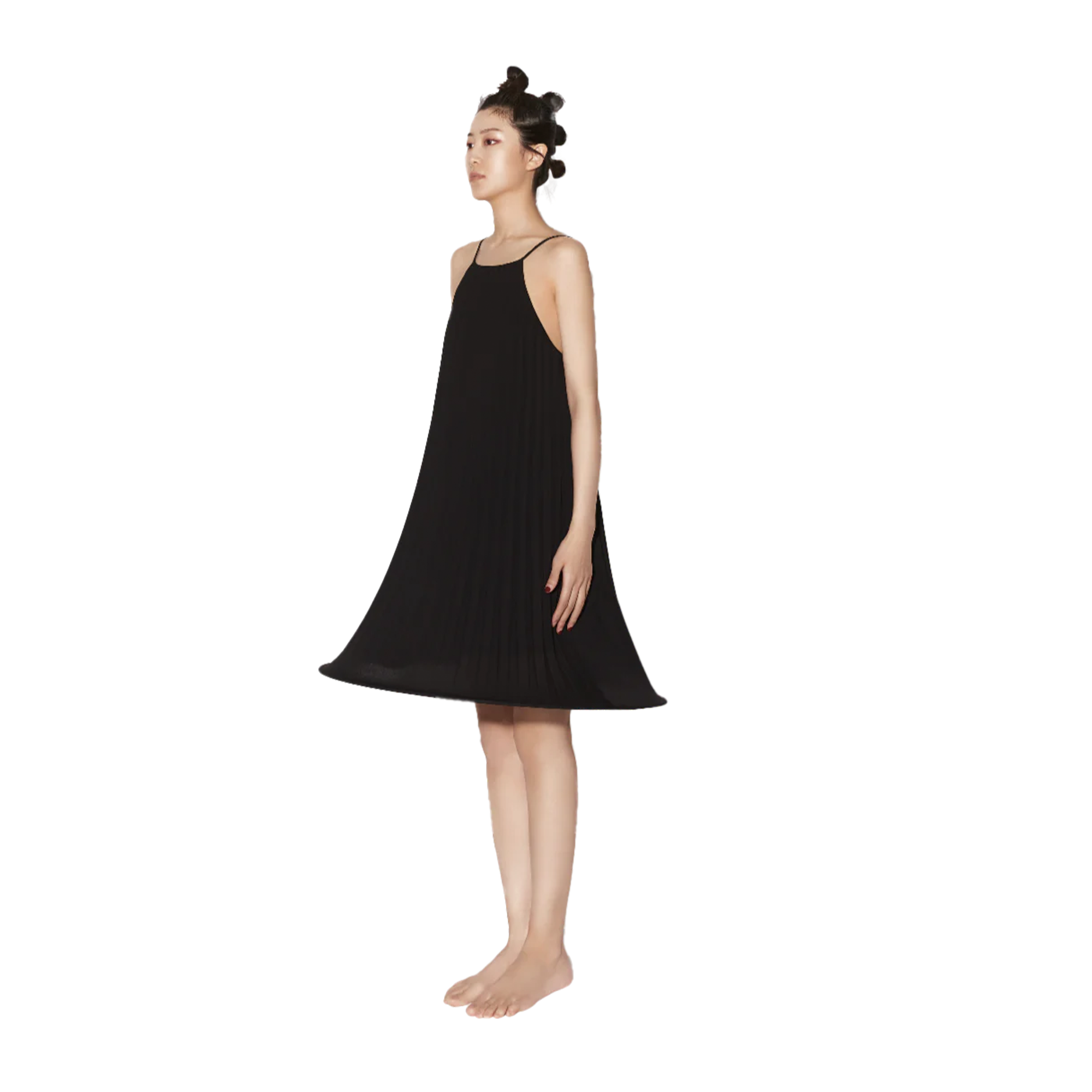 Chuchu pleats ribbon dress ブラック black Black Pleated Halter Dress– PinkBlush