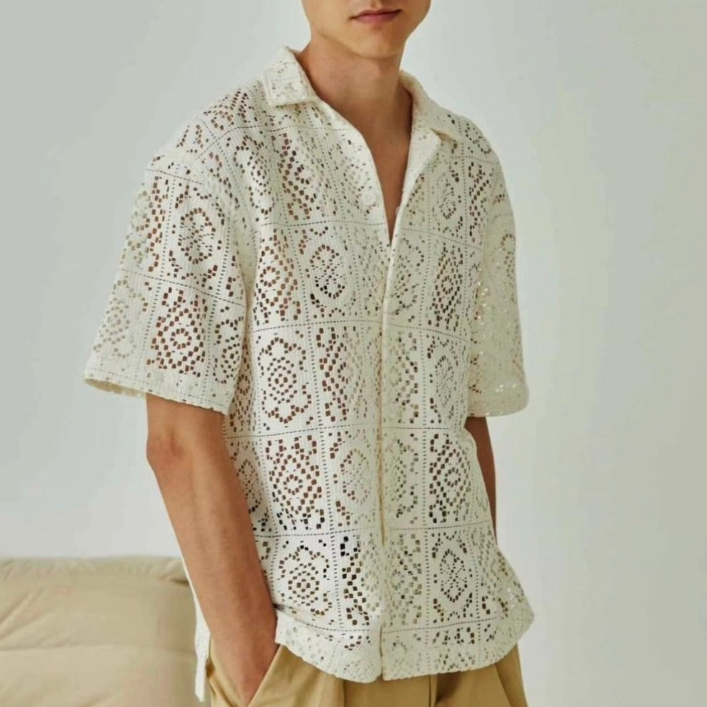 Floral lace shirt white futuretreasureny Floral lace shirt white futuretreasureny