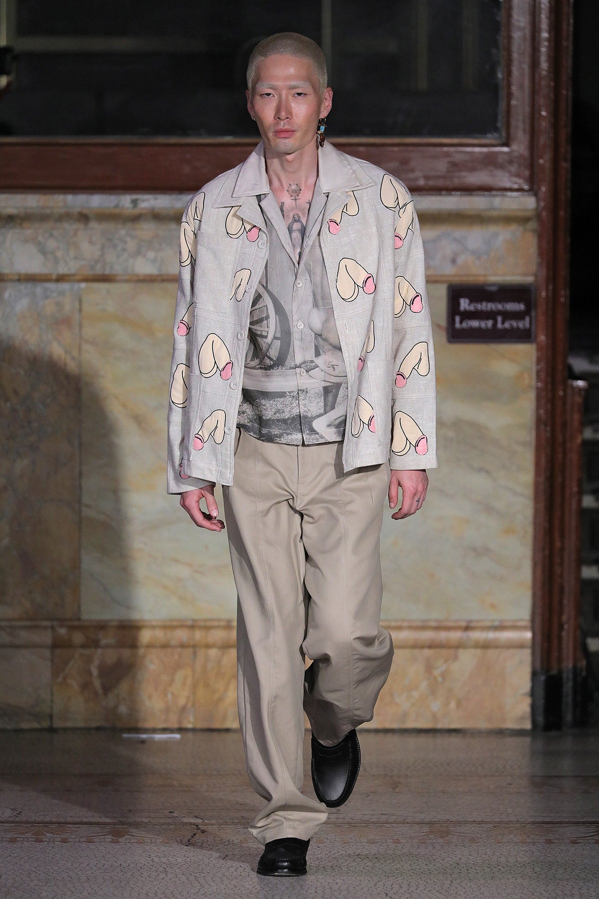 Penis Embroidered Linen Shirt