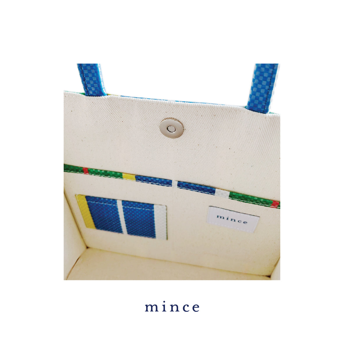Basket Bag with Pocket Green/Blue/Red