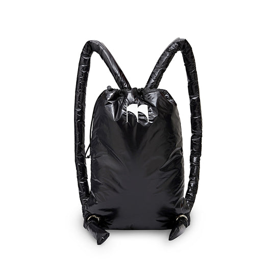 The "M" Puffer Drawstring Backpack : Black