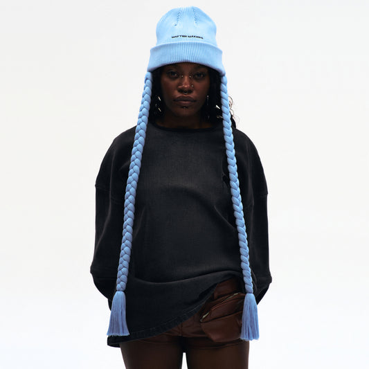 Braid Beanie Light blue