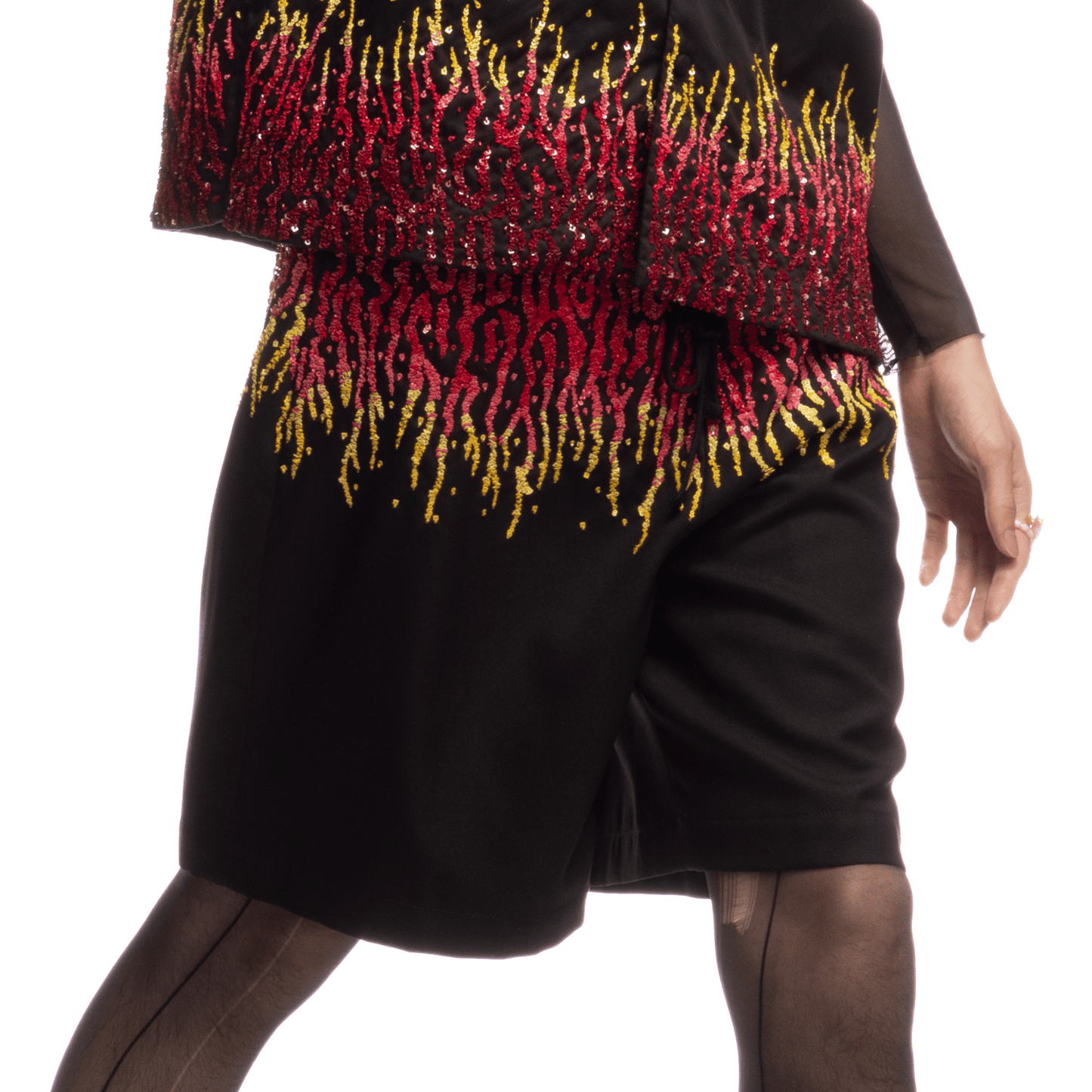 Embroidered Flame Shorts