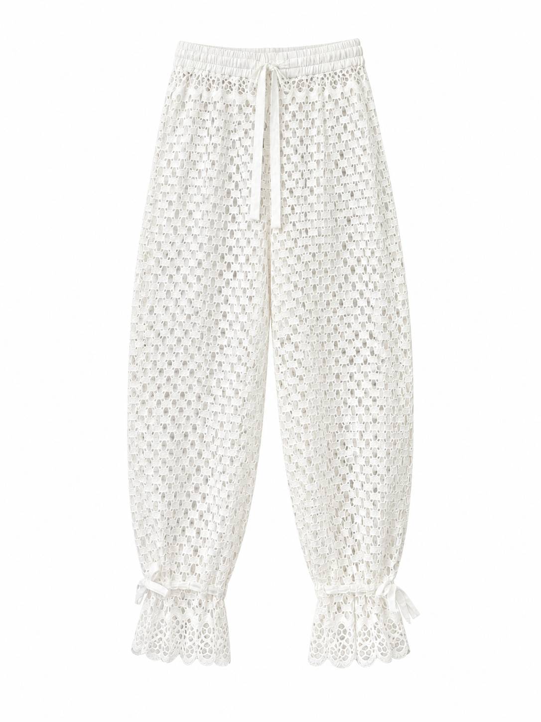 Embroidered Adjustable-Hem Pants