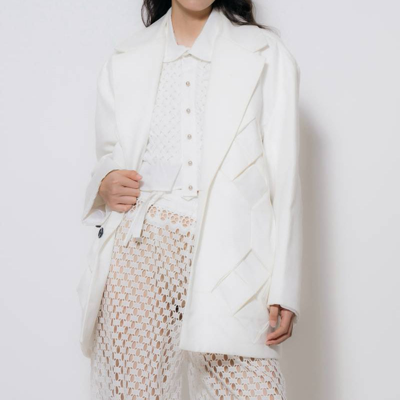 Detachable Smocked Shirt Collar
