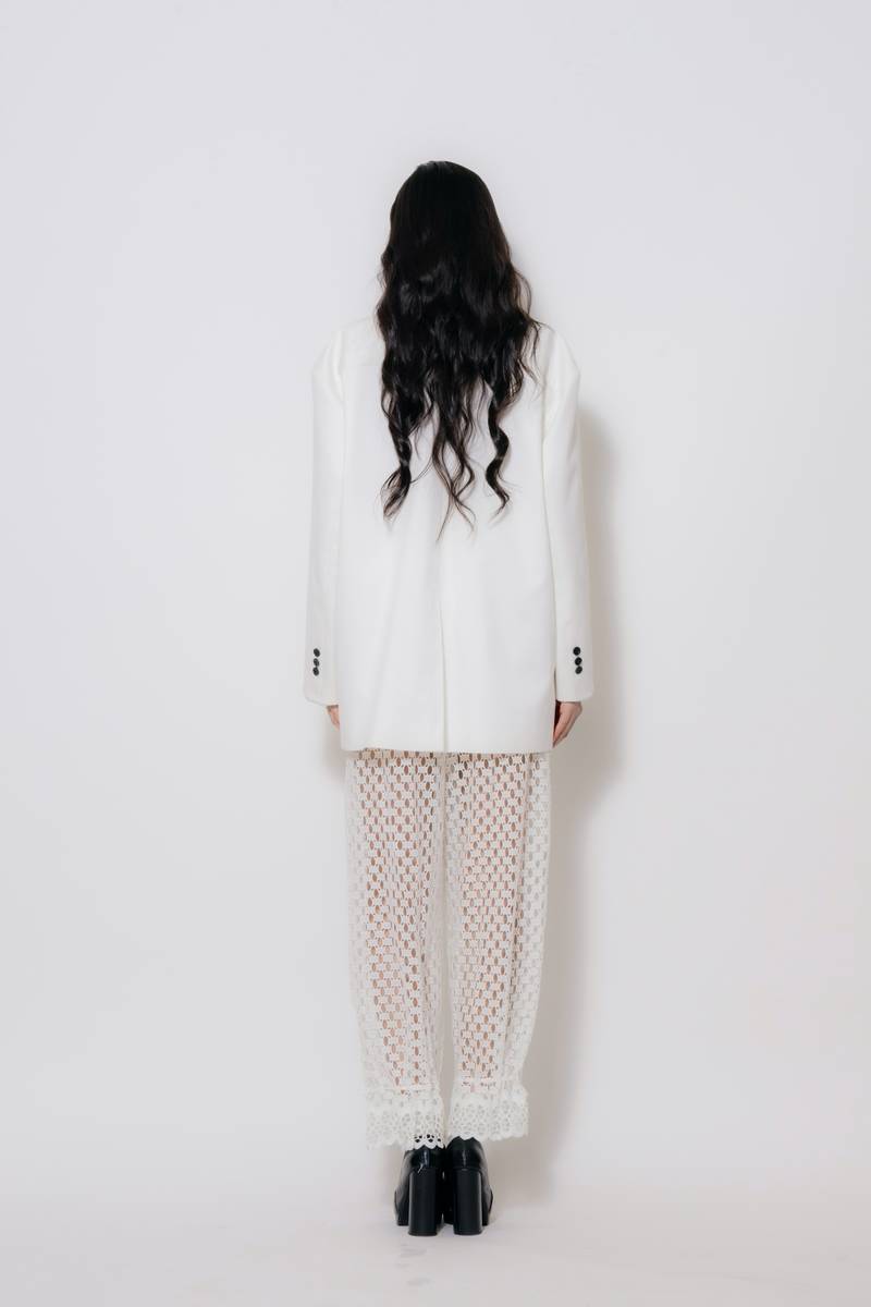 Embroidered Adjustable-Hem Pants