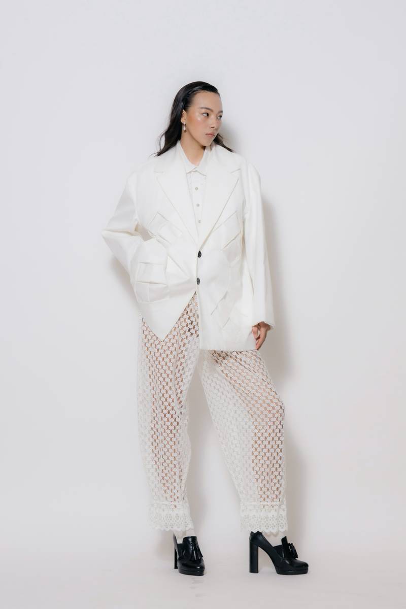 Embroidered Adjustable-Hem Pants