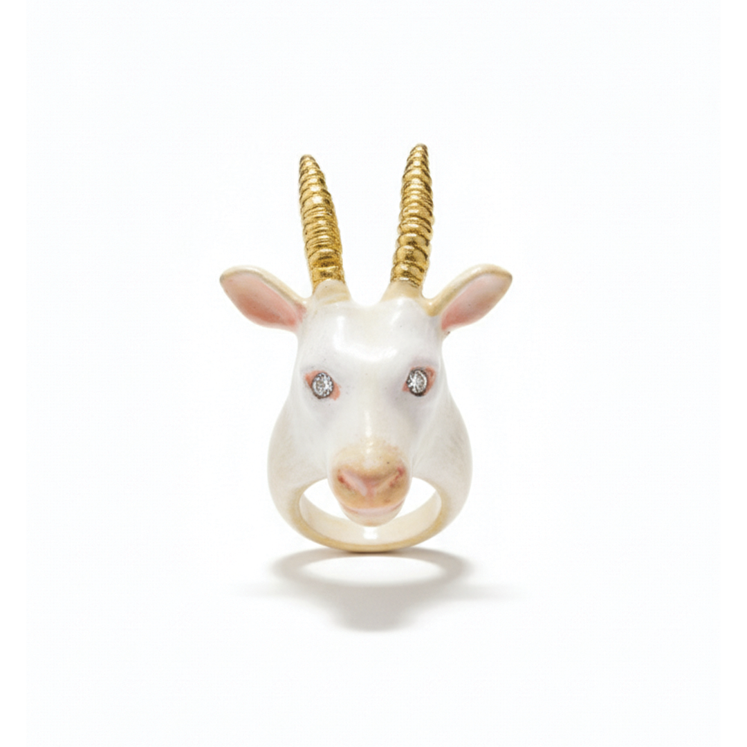 CERAMIC GOAT RING