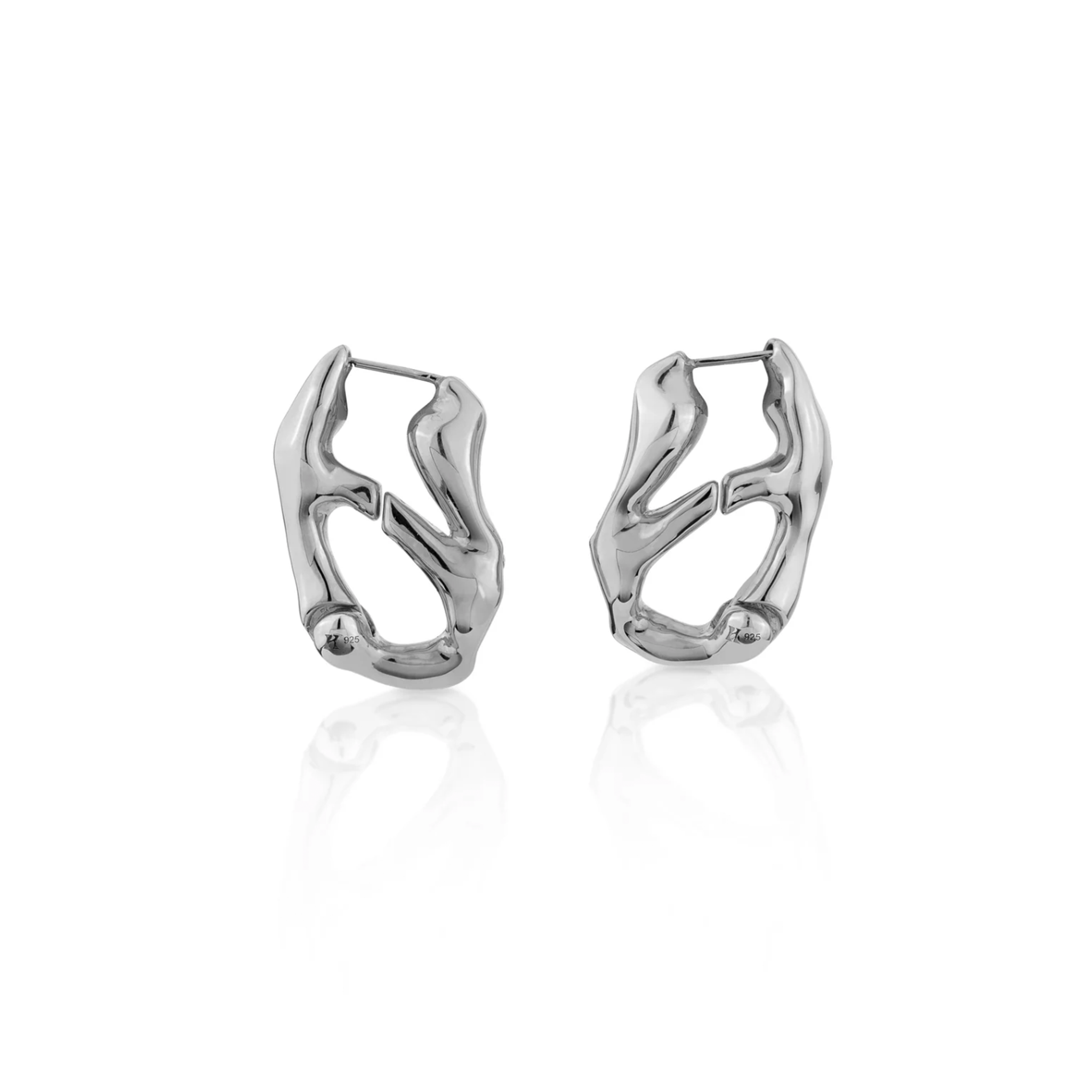 HOJ Signature Chain Earring-White gold
