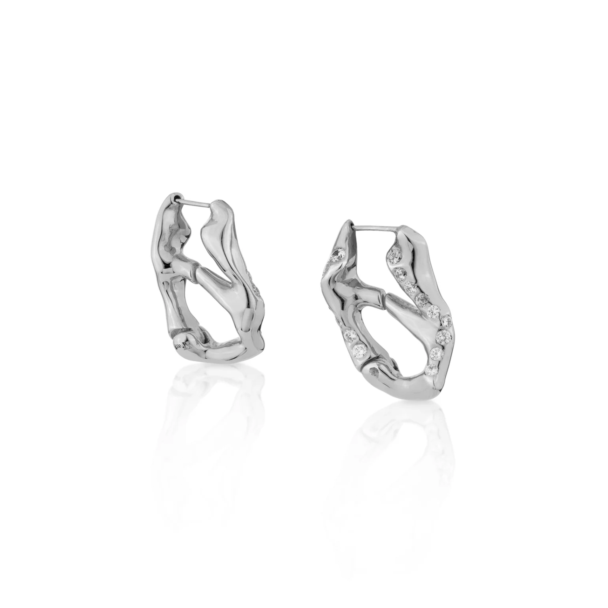 HOJ Signature Chain Earring-White gold
