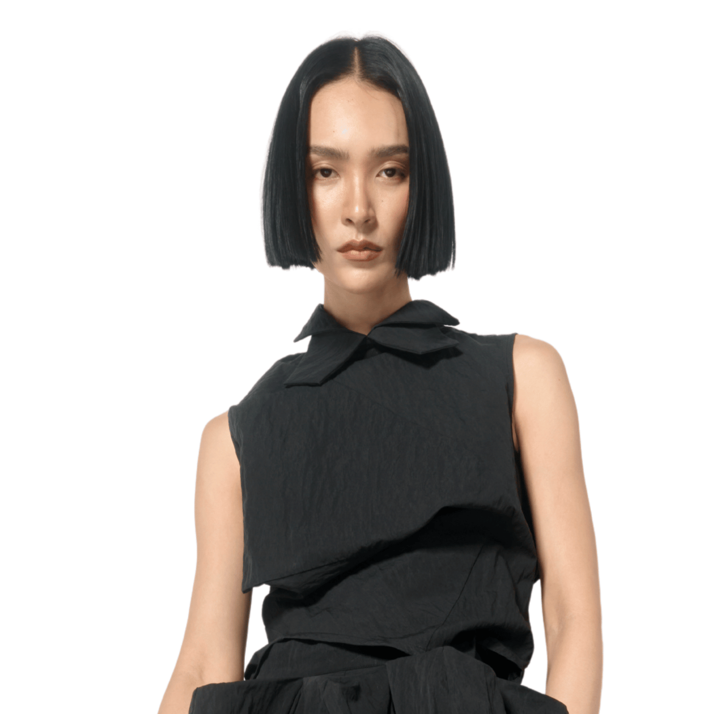 Black Asymmetrical Sculpture Top