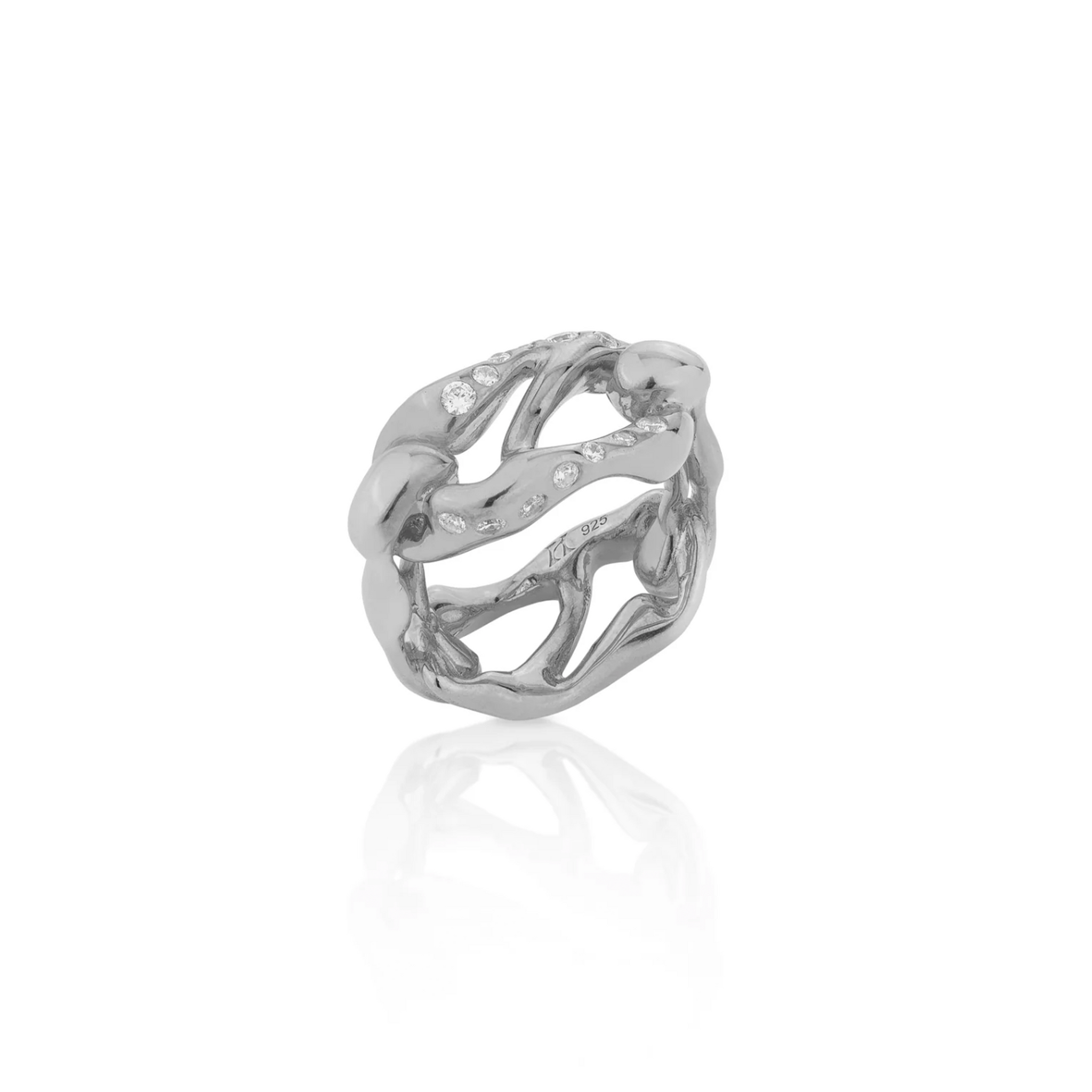 HOJ Signature Chain Horizontal Ring-WhiteGold
