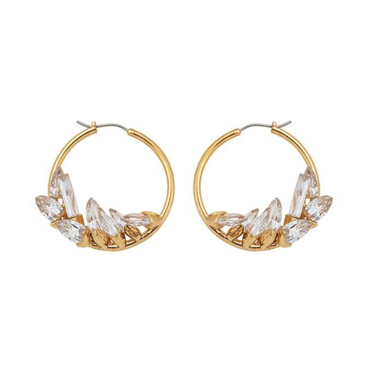 CRYSTALS HOOP EARRINGS GOLD
