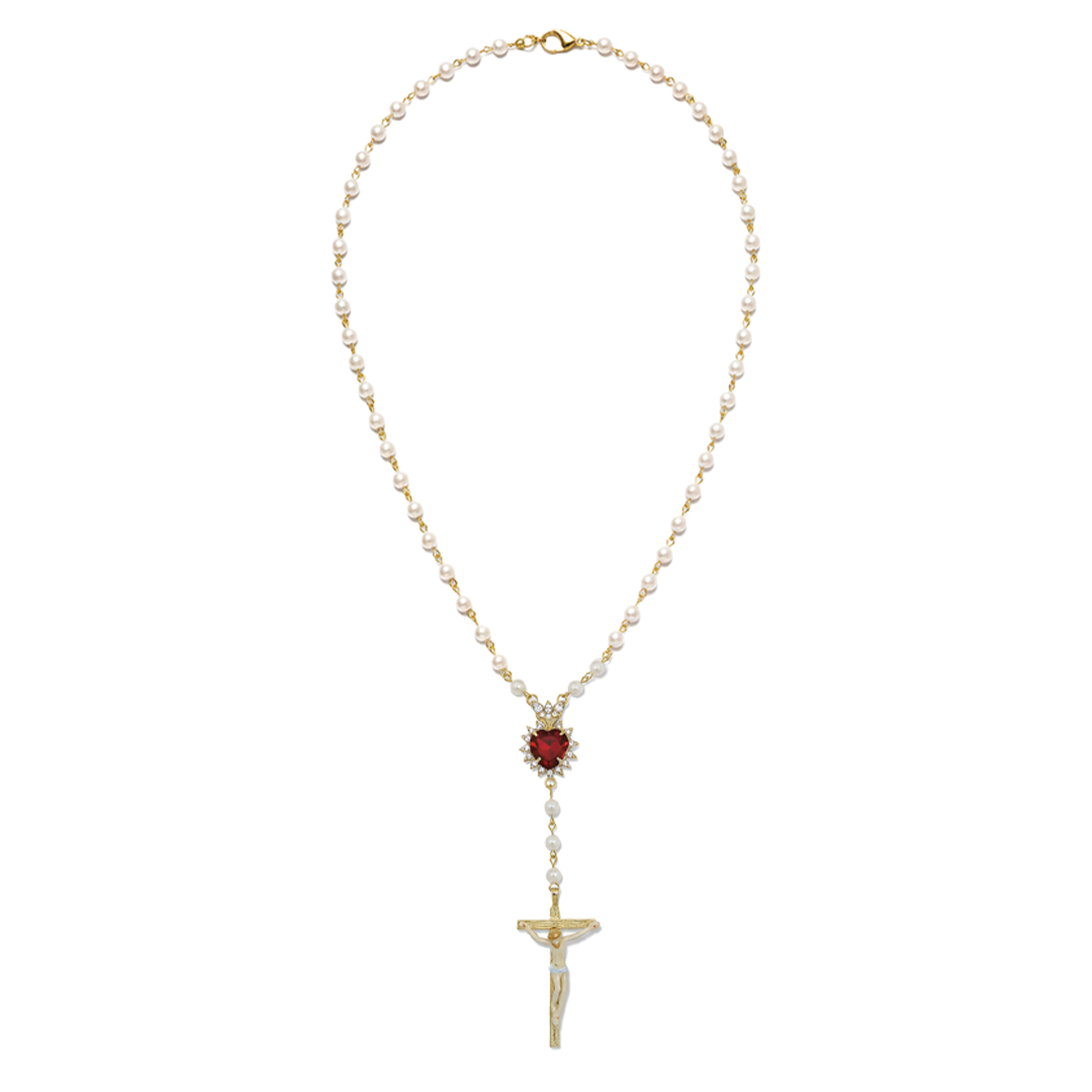 JESUS RENAISSANCE HEART Y NECK PEARLS