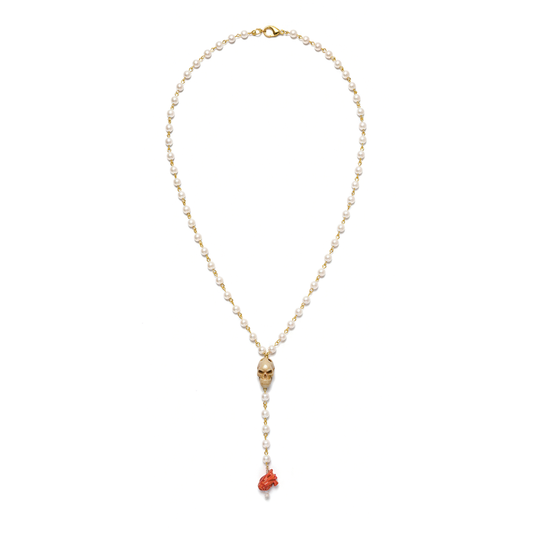 SKULL AND HEART Y NECK NECKLACE