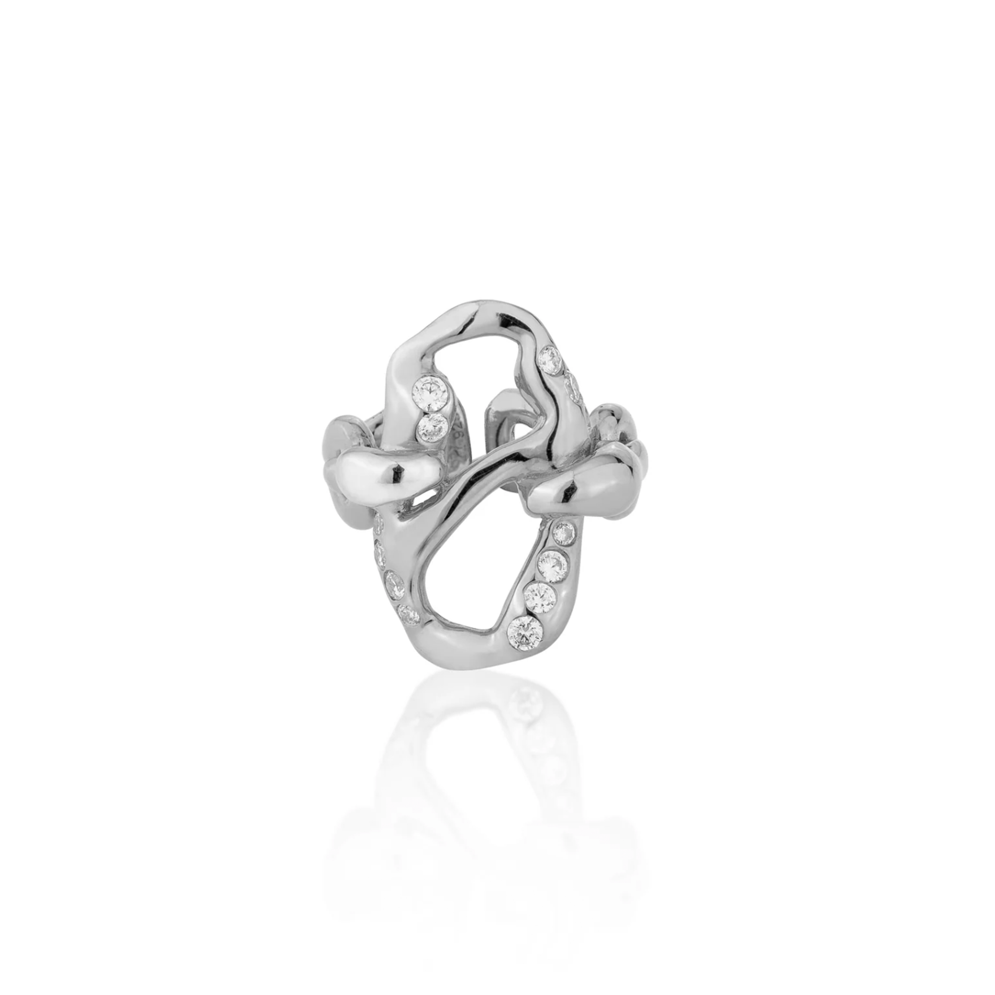 HOJ Signature Chain Vertical Ring-White gold