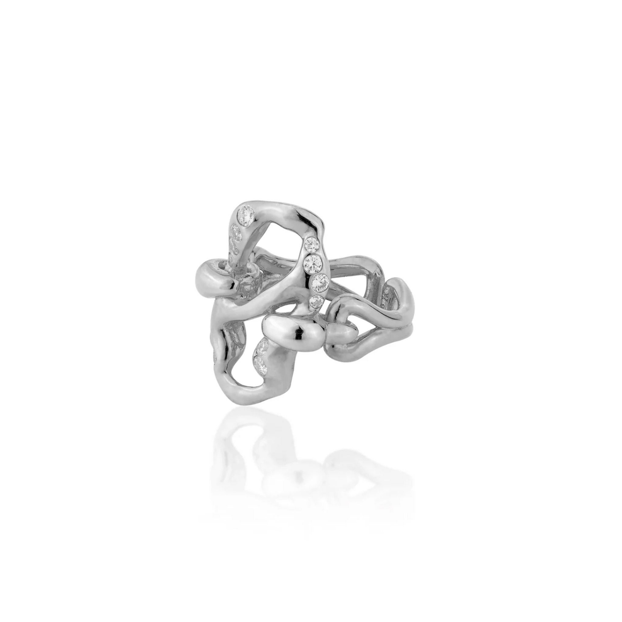 HOJ Signature Chain Vertical Ring-White gold