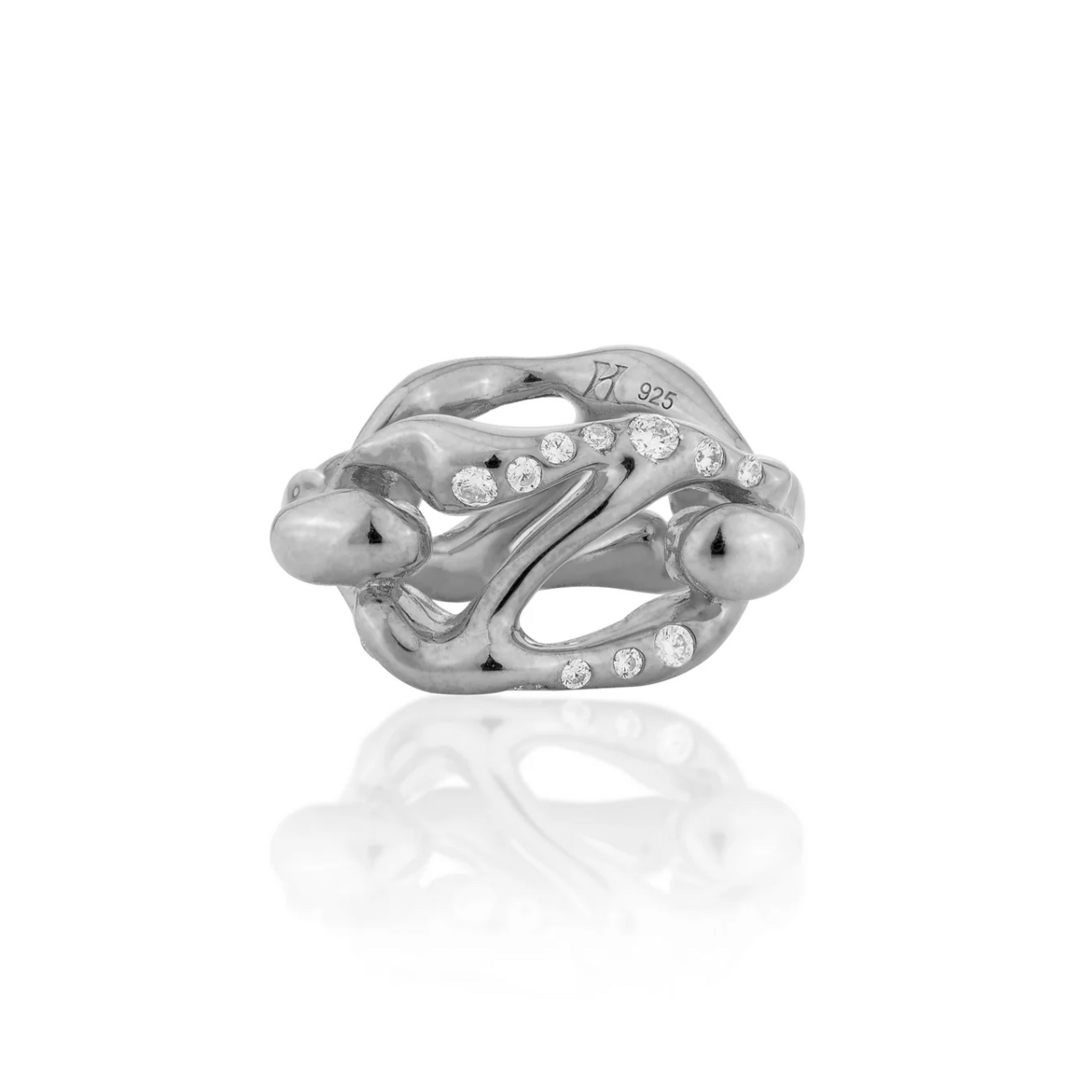 HOJ Signature Chain Horizontal Ring-WhiteGold