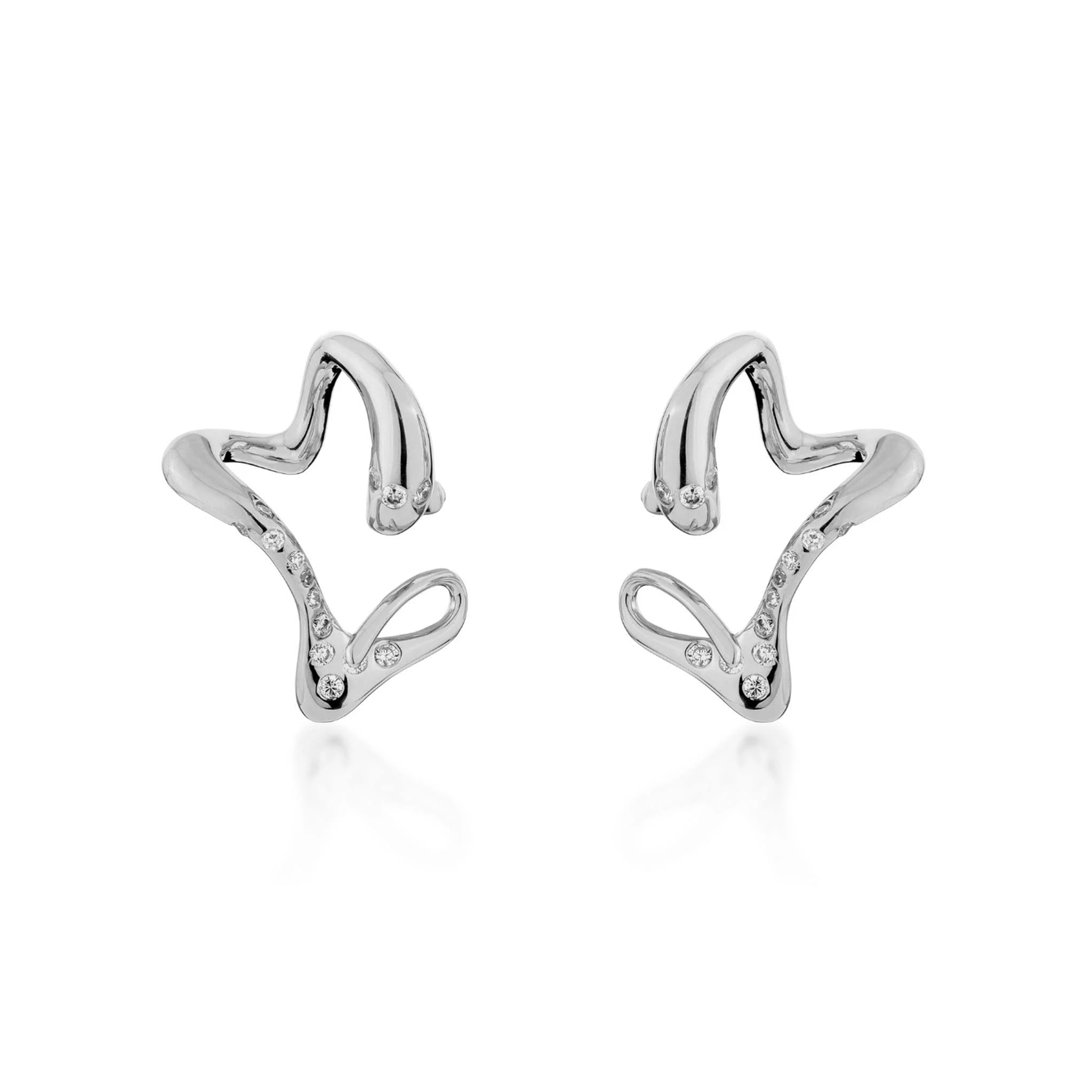 Flux Cuff Earring-White gold