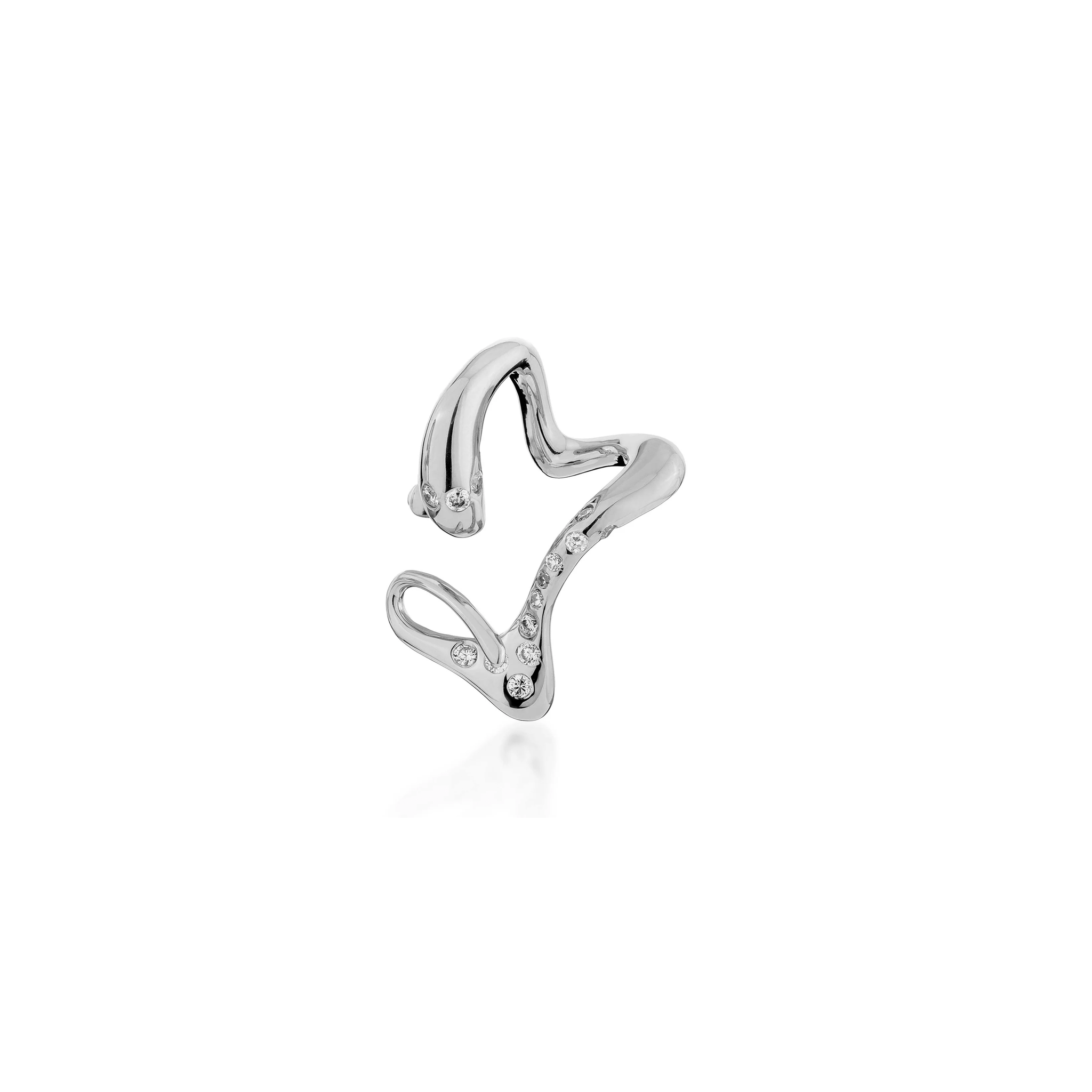 Flux Cuff Earring-White gold