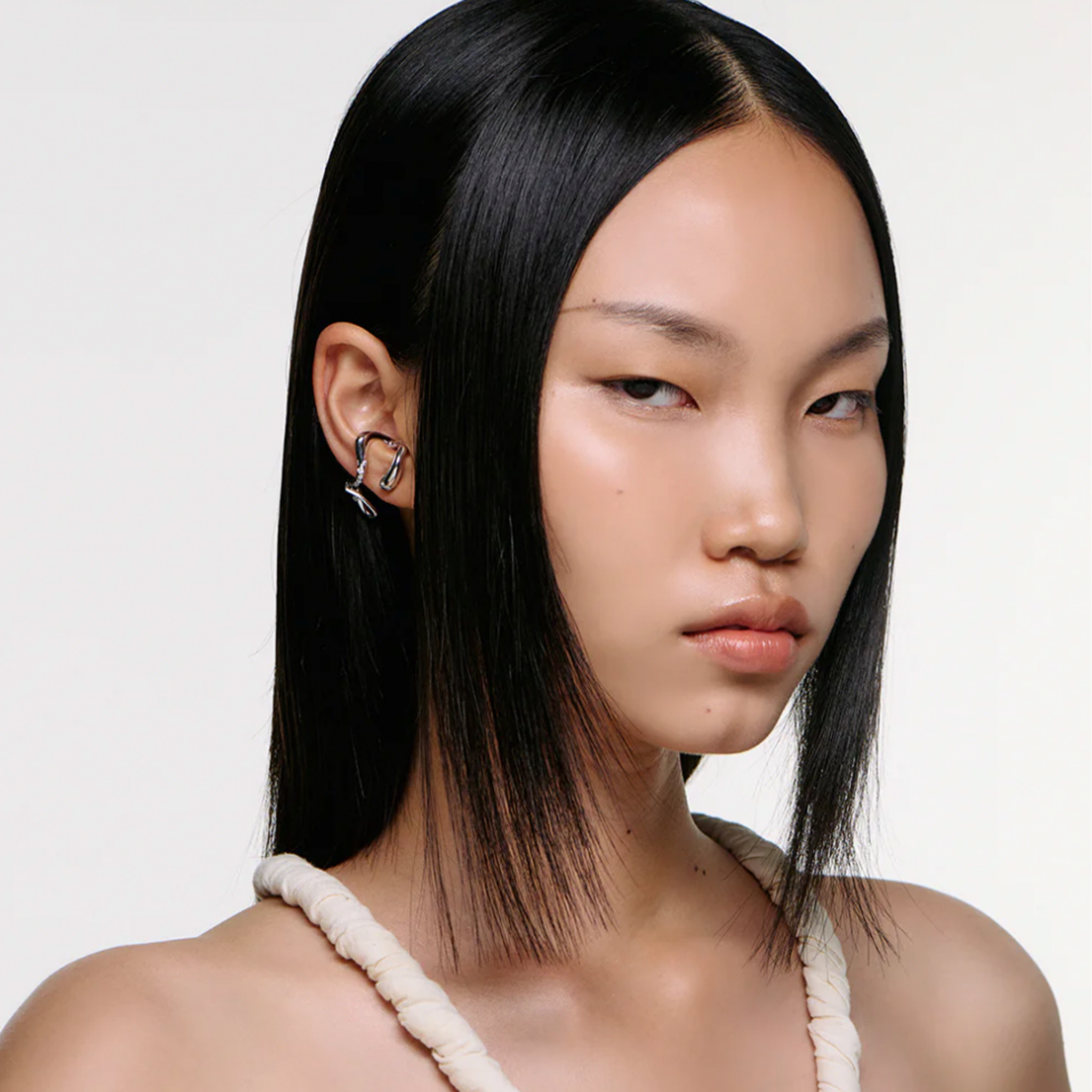 Flux Cuff Earring-White gold