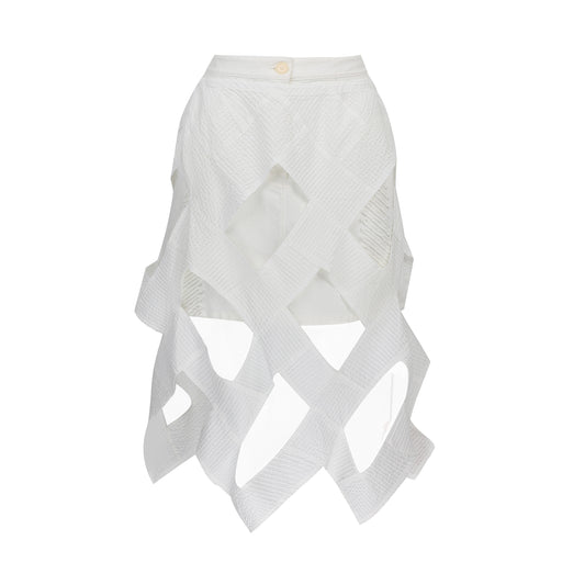 White Structured Layer Skirt