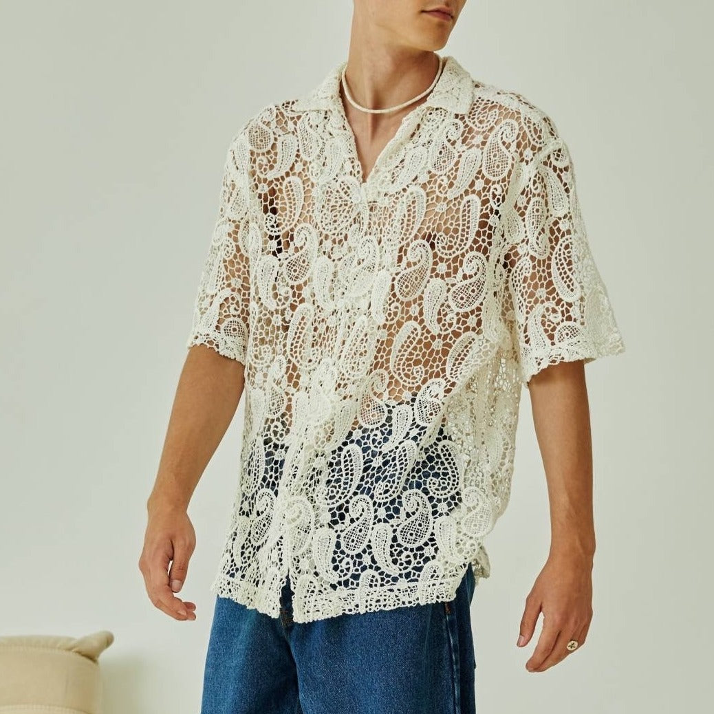 Paisley lace shirt white