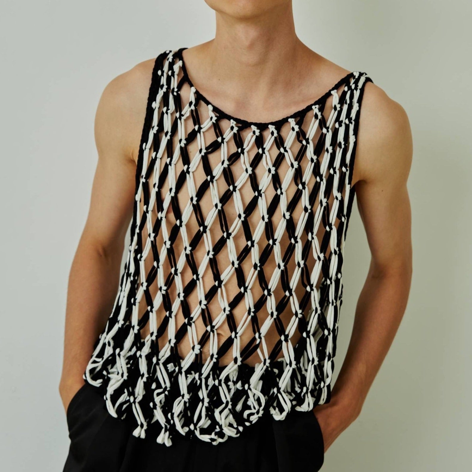 KNOT TANK TOP twotone black and white
