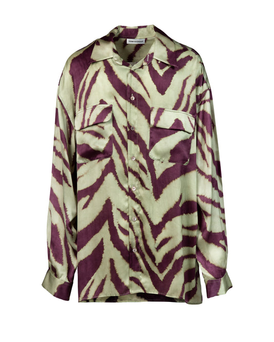 Brass Zebra Oversized Silk Print Shirt