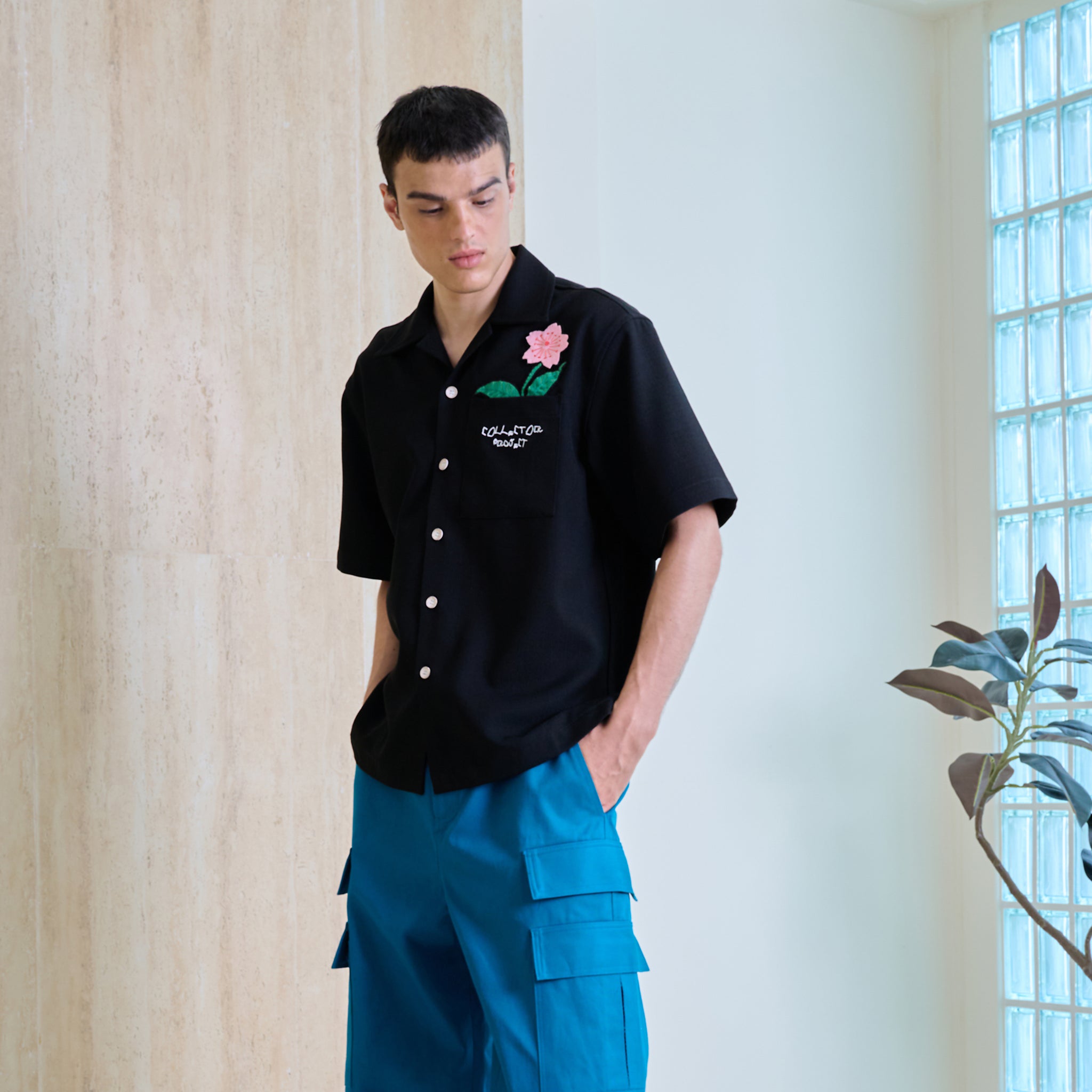 SHORT SLEEVE SHIRT-Black