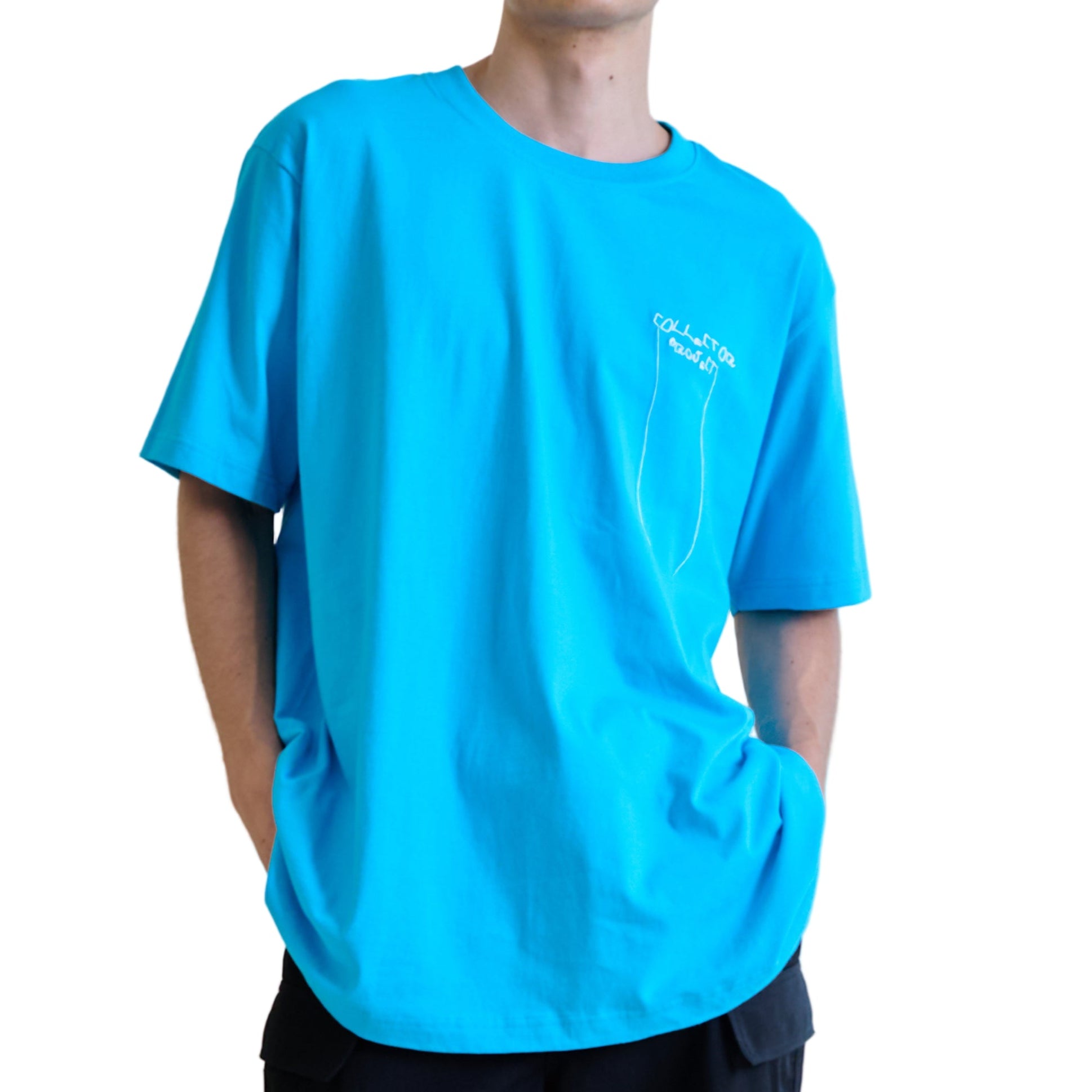 T-SHIRT WITH HAND ACRYLIC FELT EMBROIDERY -Blue