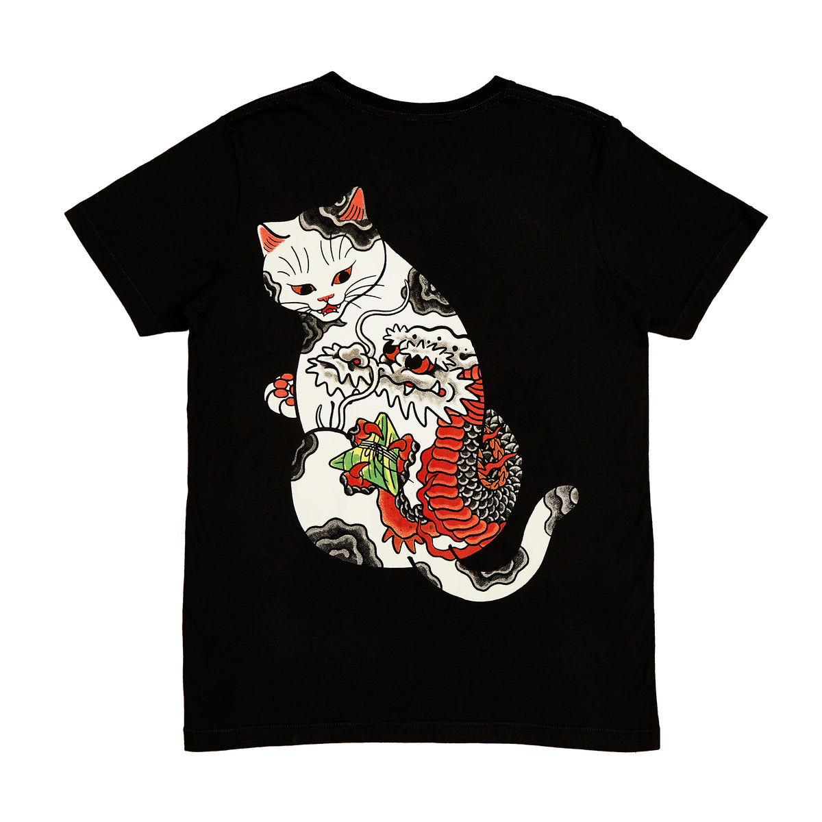 Cat Dragon tshirt Black