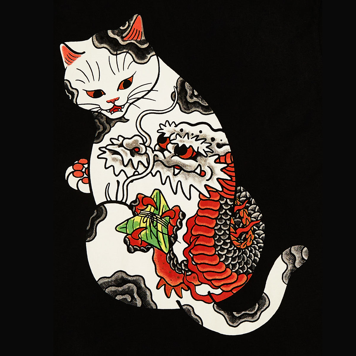 Cat Dragon tshirt Black