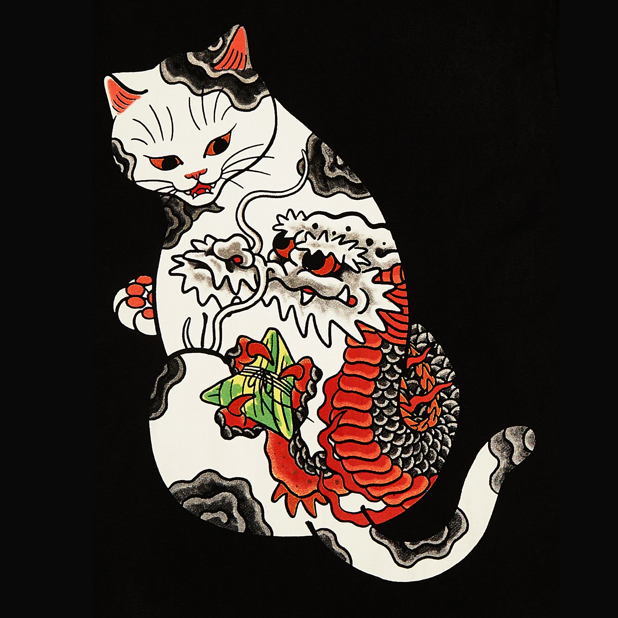 Cat Dragon tshirt Black