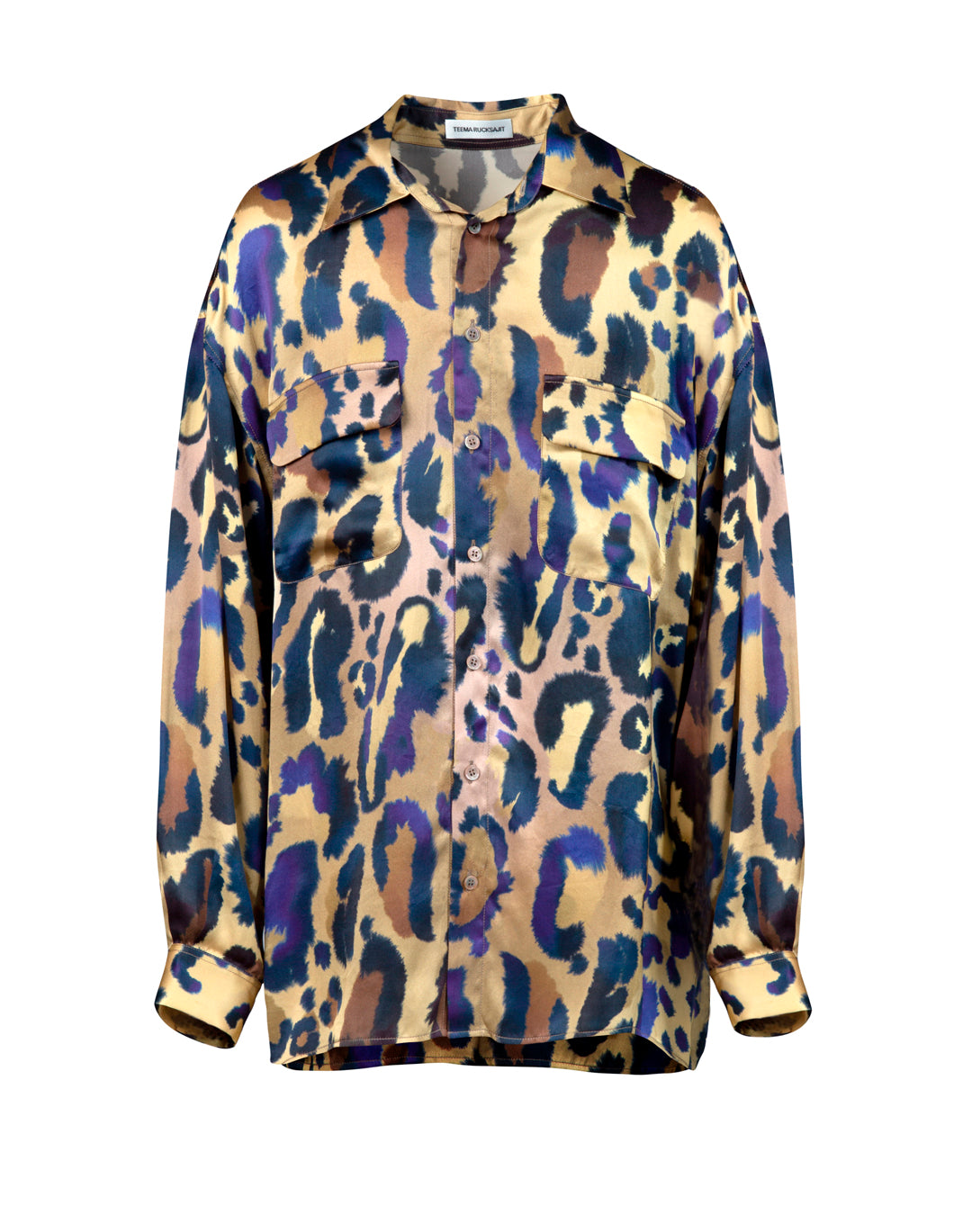 Electric Leopard Oversized Silk Print Shirt