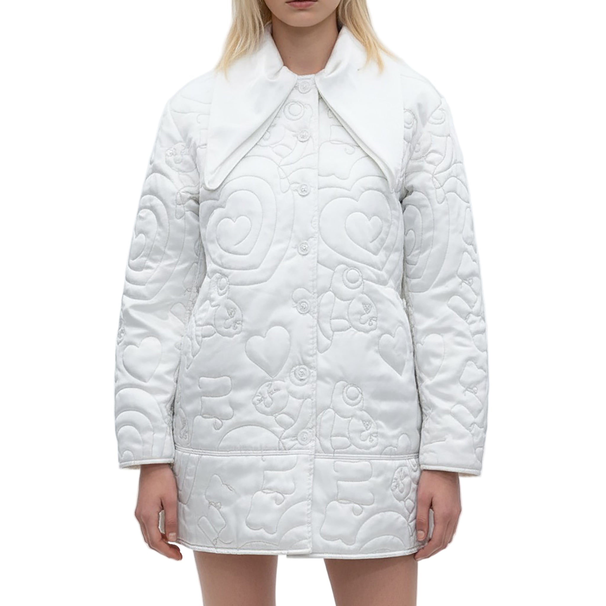 Oversize puffer Teddy heart details ob-white