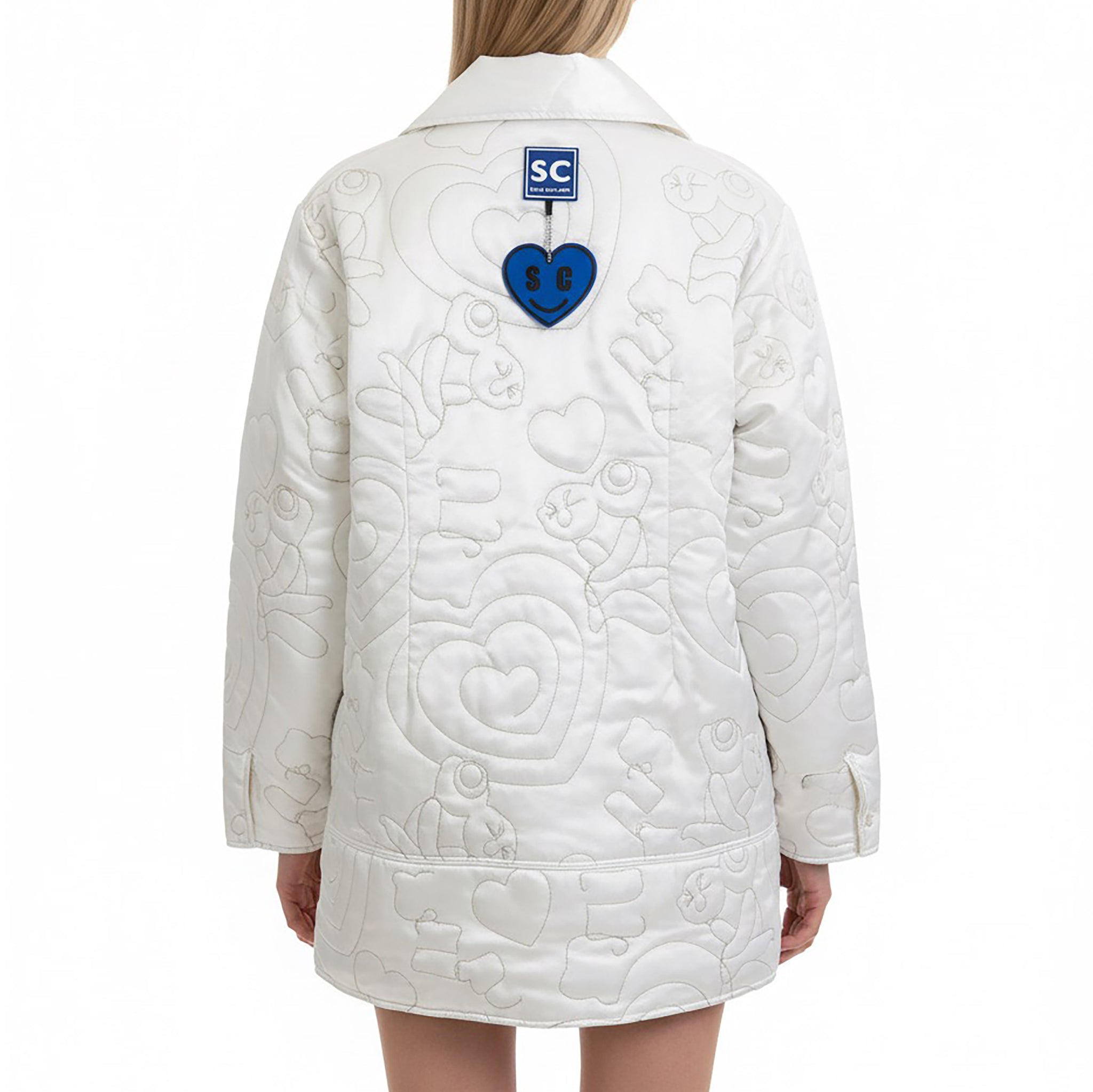 Oversize puffer Teddy heart details ob-white