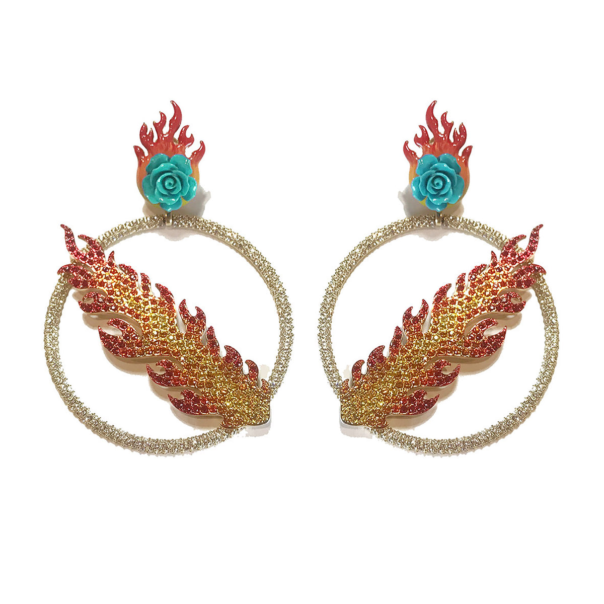 FIRE AND ROSE EARRINGS