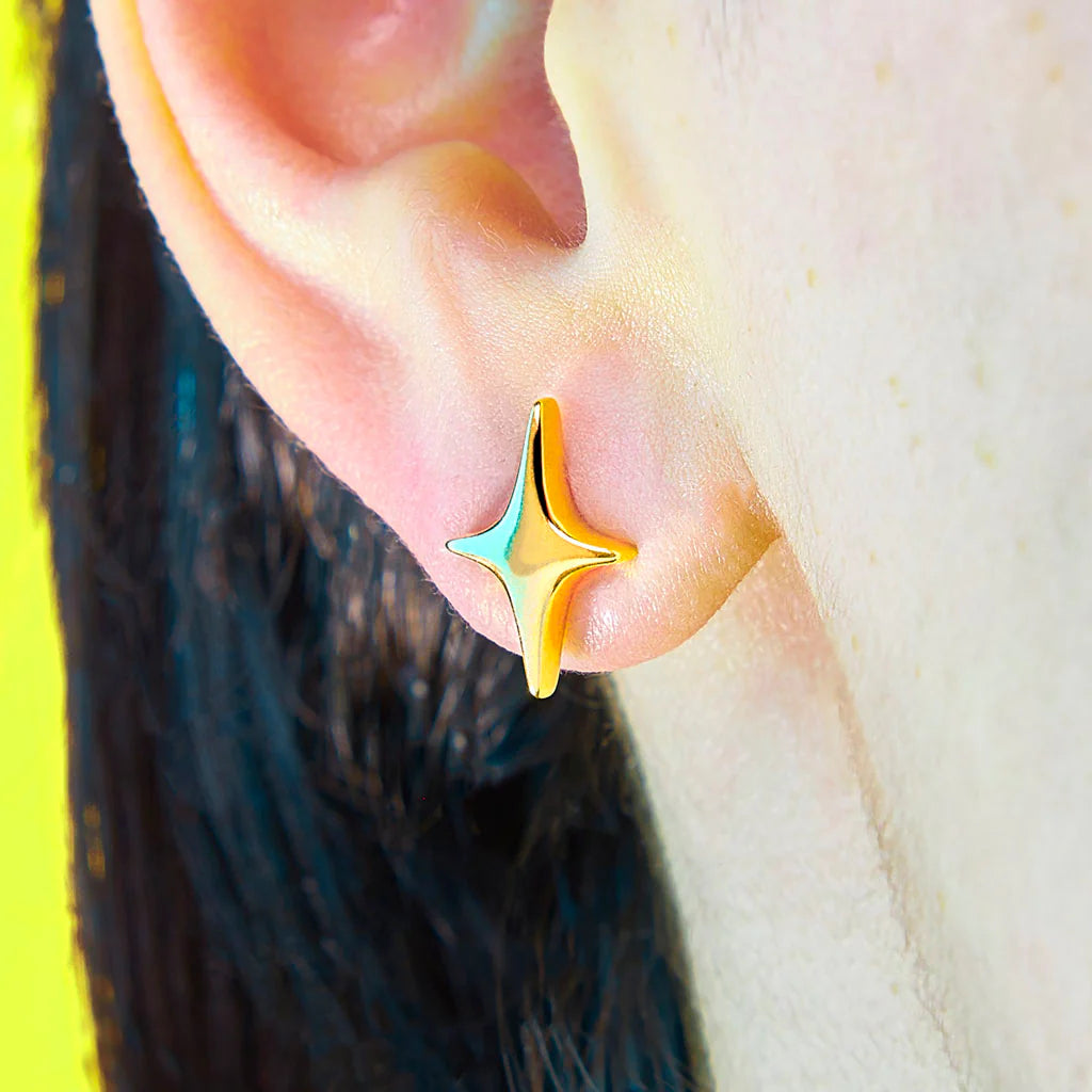 Puffy stud earrings big sparkle