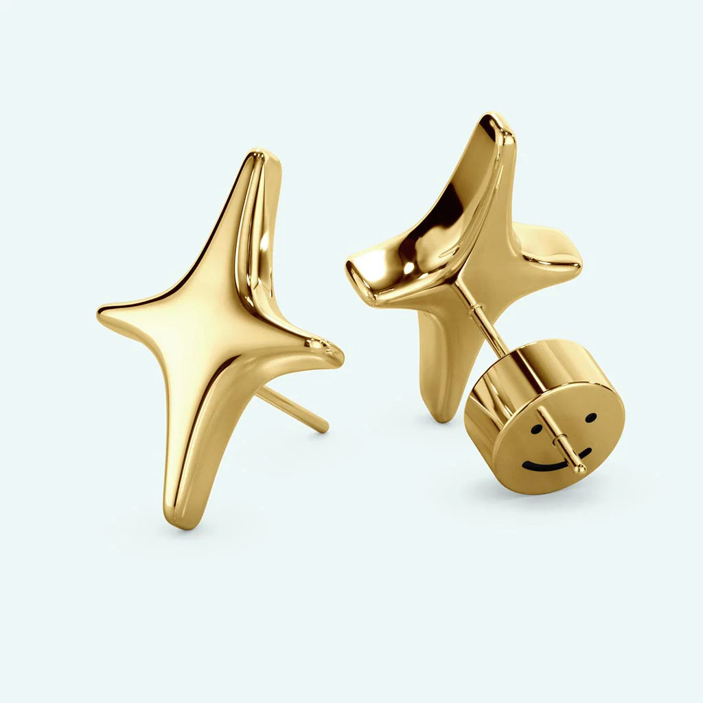 Puffy stud earrings big sparkle