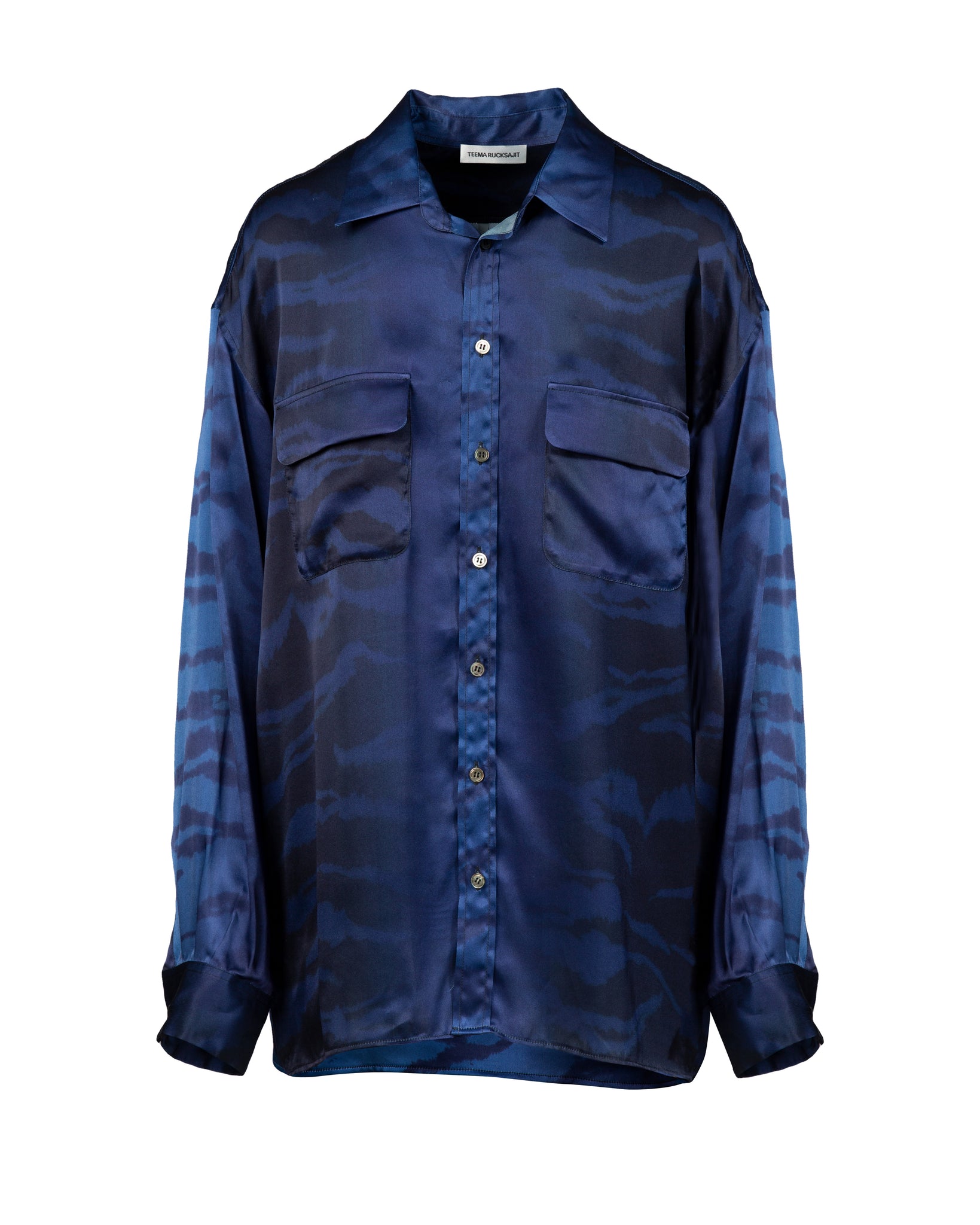 Midnight Tiger Oversized Silk Print Shirt
