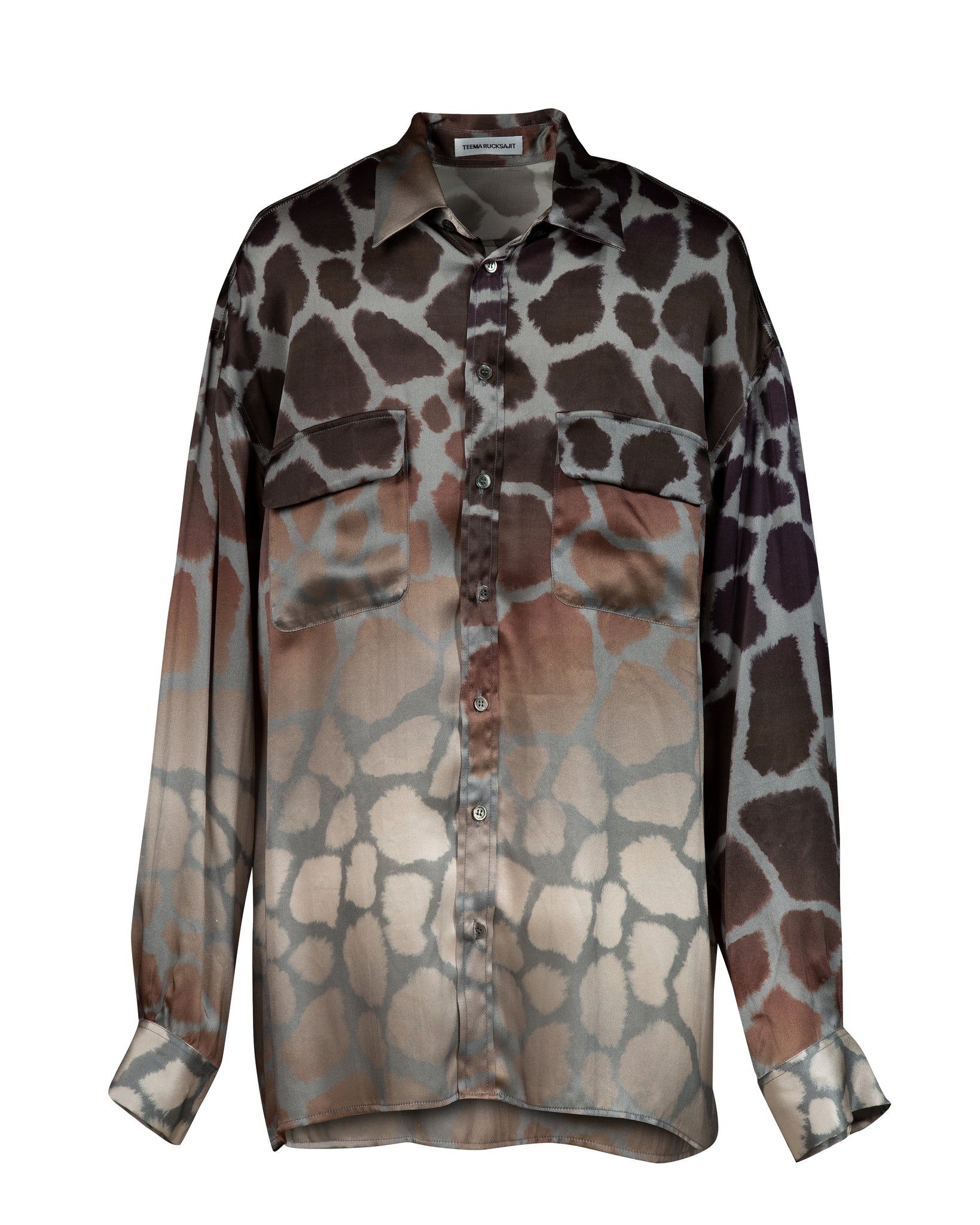 Praline Giraffe Oversized Silk Print Shirt
