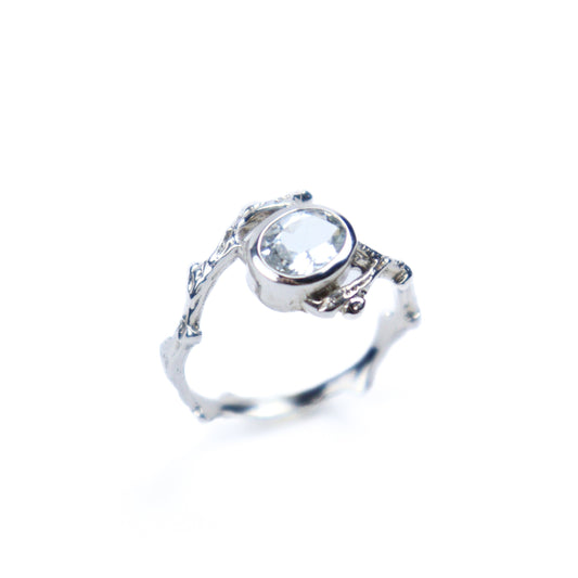 White topaz silver ring
