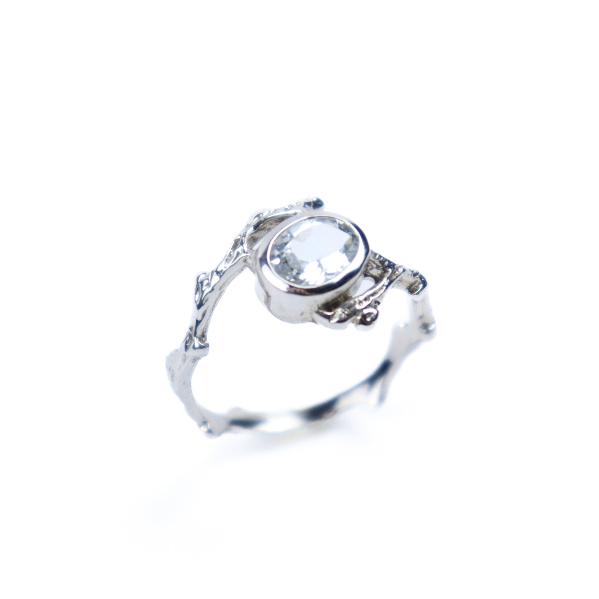 White topaz silver ring