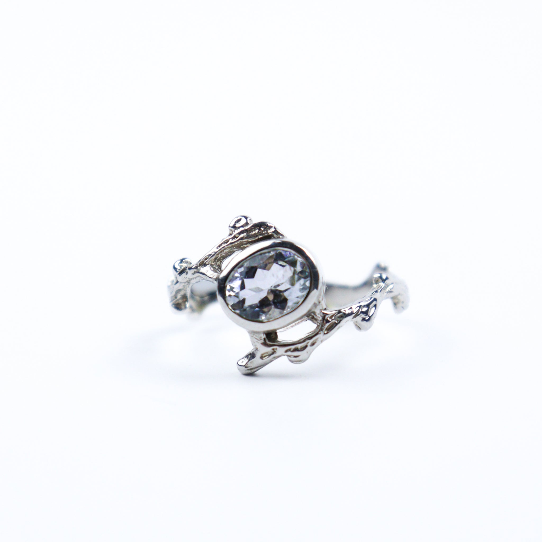White topaz silver ring