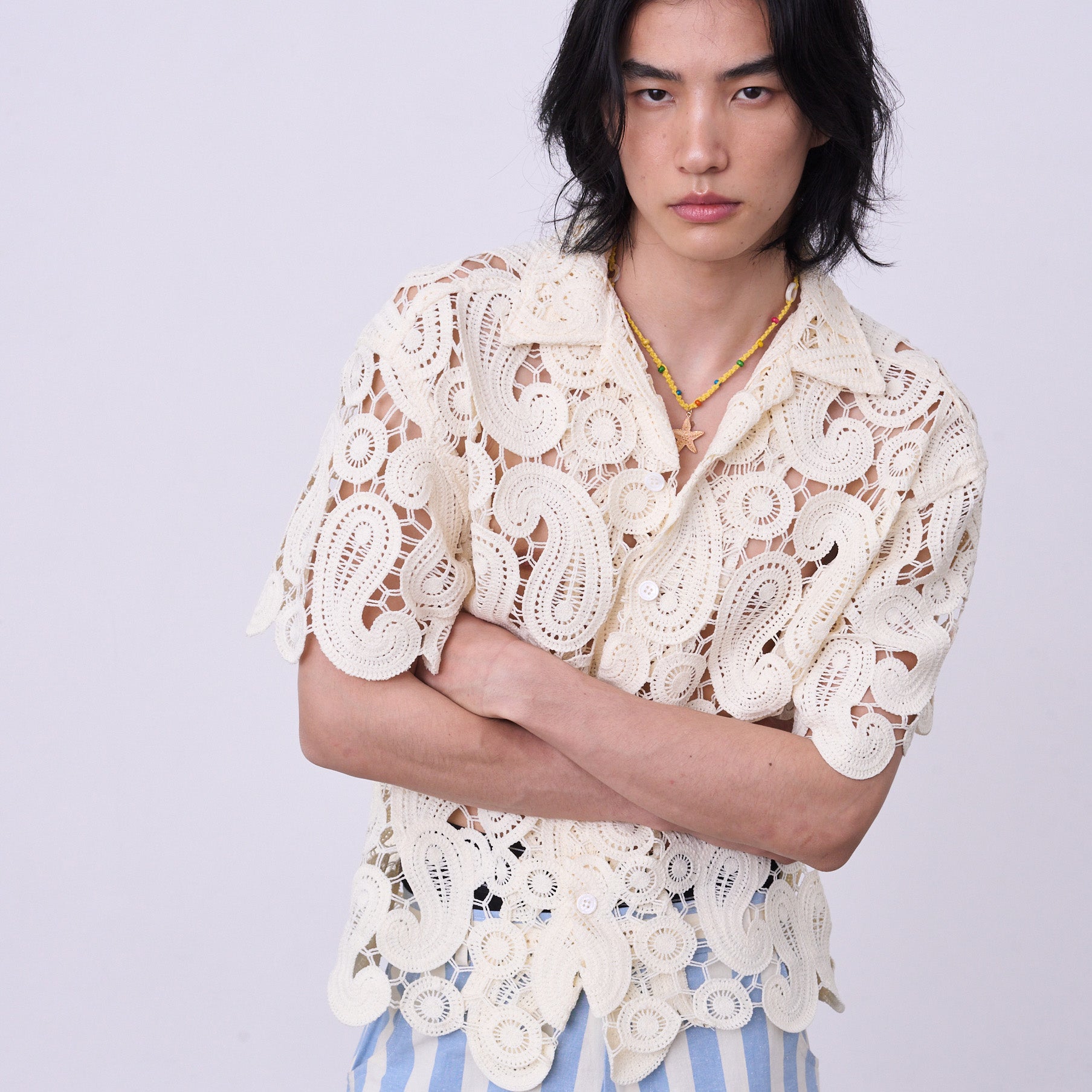 Paisley cropped hawaiian shirt