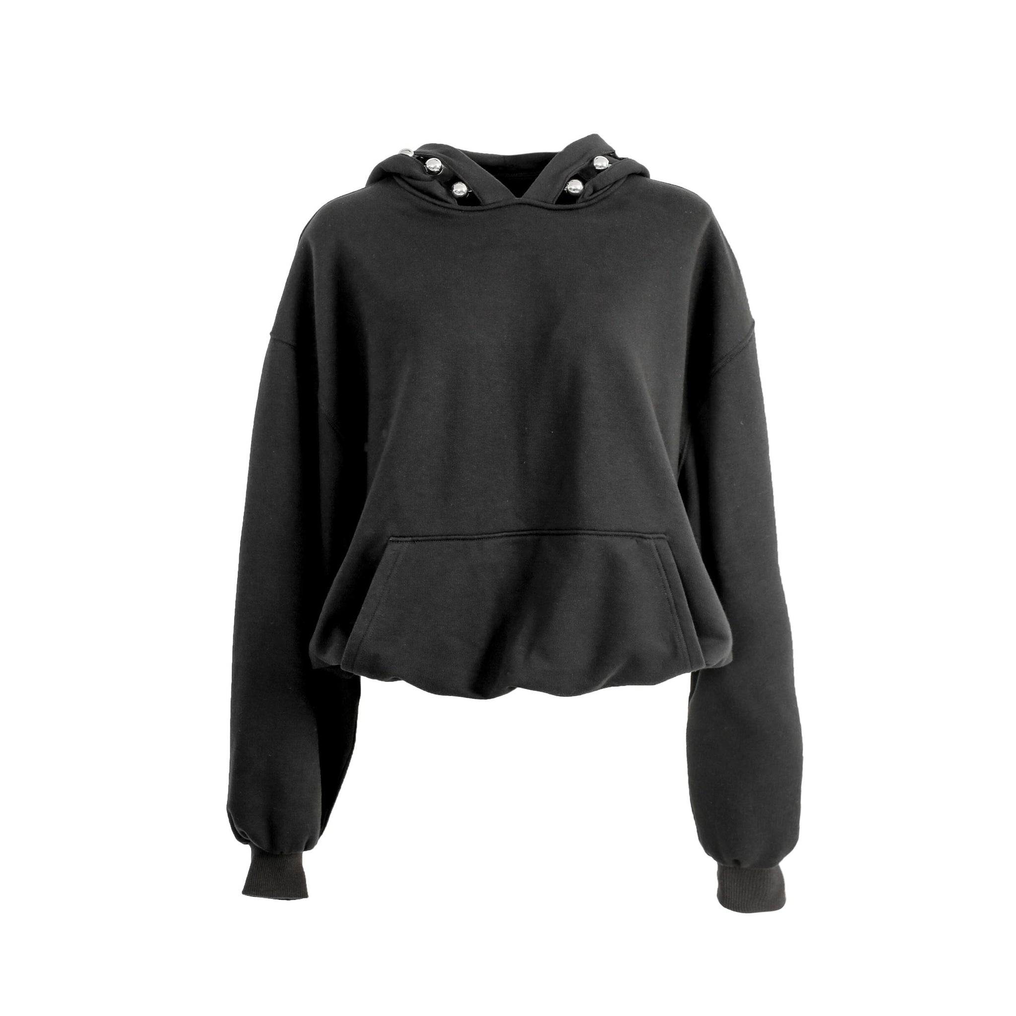 Long Sleeve Hoodie with Metallic Bead Detail